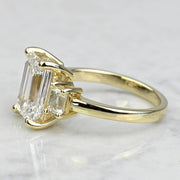 3.00 CT Emerald Cut Lab Grown Diamond Three Stone Engagement Ring Mapple Gems